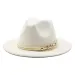 Blackwhite Wide Brim Simple Top Panama Solid Felt Fedoras Hat for Men W_voghion.com