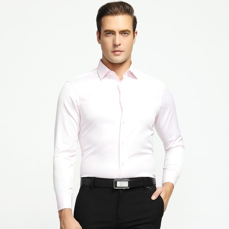 Πουκάμισο ανδρικό business casual άνετο βασικό ανδρικό μακρυμάνικο πουκάμισο_voghion.com