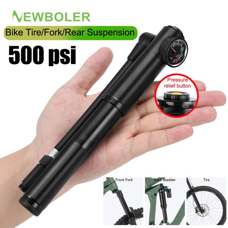 Przenośna wysokociśnieniowa pompa rowerowa 500 psi z manometrem do amortyzatora widelca i tylnego zawieszenia, pompa rowerowa górska_voghion.com