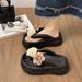 Treading Cloud Flip Flops 2025 Summer New Thick Bottom Flower Beach Toe Back Sandals_voghion.com