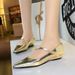 3683-13 Fashionable And Stylish Women's With Shallow Mouth, Sloping Heel, Diagonal Straw, Decorative Hand Grip Pattern,_voghion.com