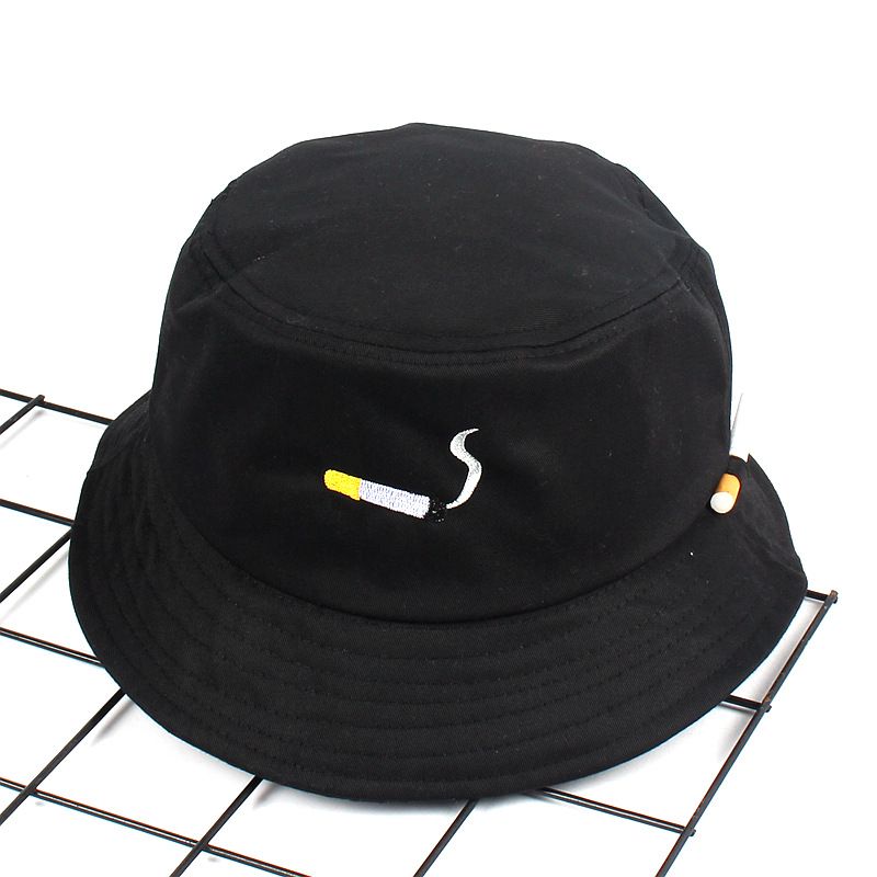 Vânzare fierbinte 2024 Solid negru bărbați femei găleată țigară brodat fără răcoare hip hop pescuit șapcă adult unisex Panama Bob pălărie plată_voghion.com