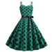 L8036 Neue Sommer frauen Sexy Doppel Strap Open Back Polka Dot Print A-linie Kleid_voghion.com