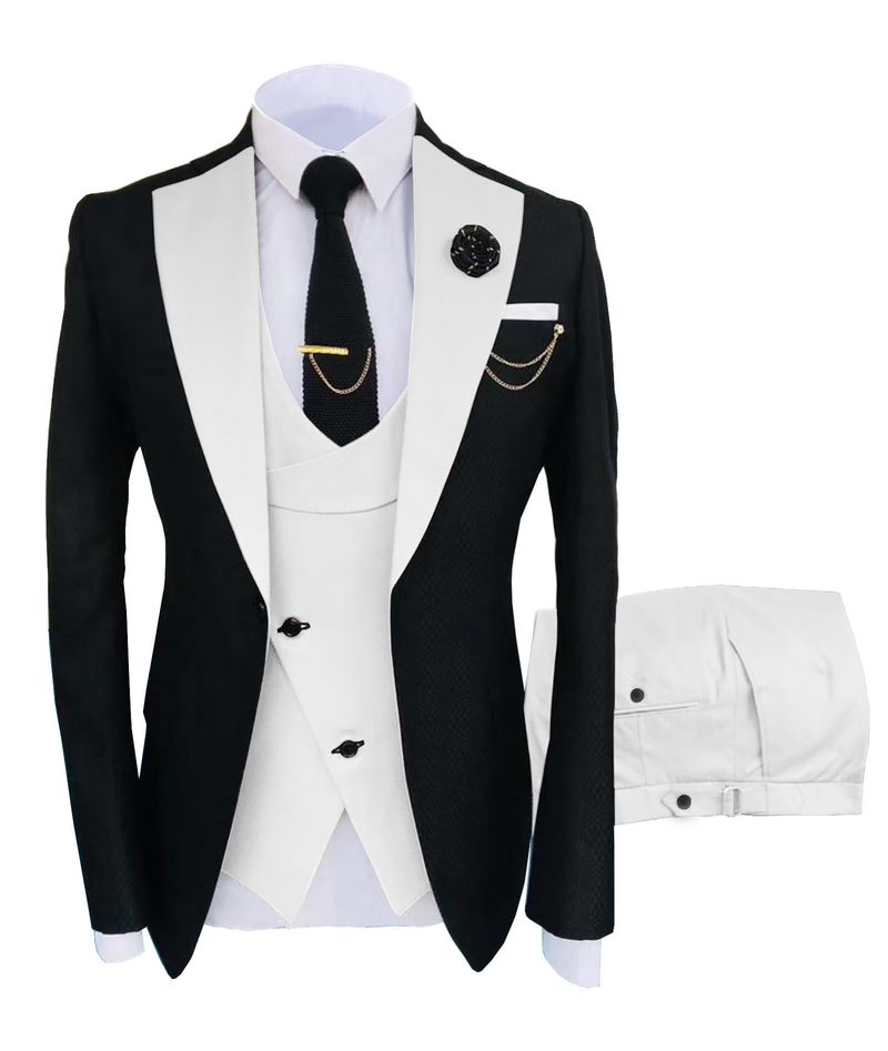 Costume 3 pièces pour homme, coupe ajustée, tenue de banquet d'affaires, costume de garçon d'honneur, robe de mariée_voghion.com