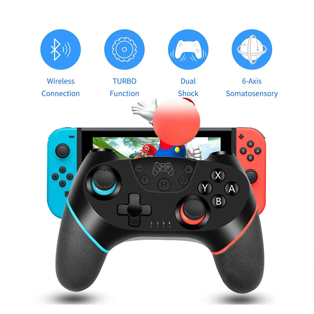 Herný ovládač Switch PRO s plastovým poťahom, súkromnou formou a 6 osami, dvojitý šok, 6-osý herný ovládač s krížovým spínačom_voghion.com