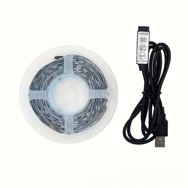 5-V-RGB-LED-Lichtstreifen mit 3-Tasten-Fernbedienung, einstellbare Farbe und Helligkeit für Spielzimmer, TV-Hintergrundbeleuchtung, Heimdekoration_voghion.com