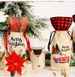 Borse per bottiglie a tema natalizio - Copribottiglie di vino in lino rustico con motivi natalizi per auto, decorazioni per la casa e confezioni regalo_voghion.com