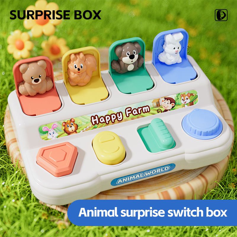 Children Animal Peek-a-boo Machine Game Early Learning Cognitive Exercise Toys Baby Finger Flexible Safety Pop-up Switch Box_voghion.com