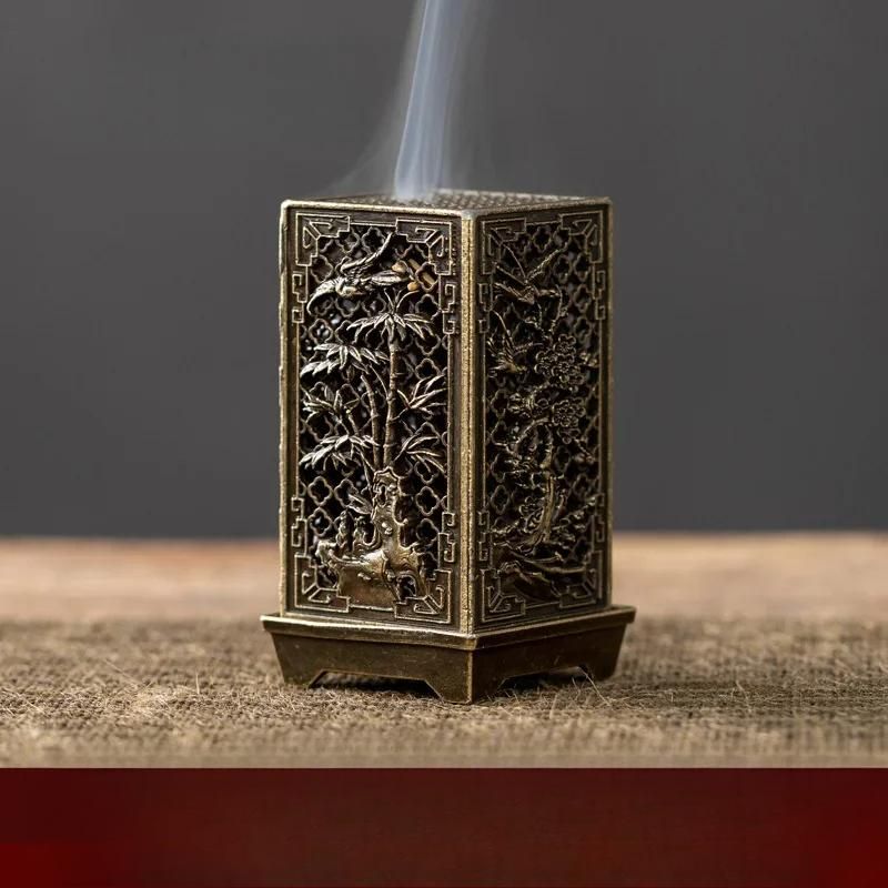Bruciatore di incenso verticale quadrato, piccolo porta incenso in lega Xiangyun, aromaterapia per interni, ornamento per la casa, bruciatori di incenso cinesi in prugna_voghion.com
