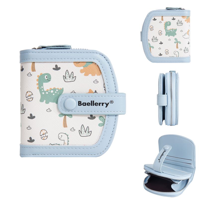 Damentaschen Neue kurze Brieftasche für Damen, süßer Cartoon-Dinosaurier, mehrere Kartenfächer, Reißverschluss, Münzgeldbörse, Kartentasche, weiblich_voghion.com