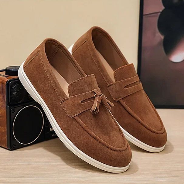 SHLIANG New Men's Casual Slip-On Shoes Soft Bottom One-Touch Lazy Shoes Easy Wear Round Toe Artificial Leather Non-Slip Sole X0002_voghion.com