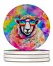 Hippie Animal Sheep Large Sandstone Coasters Pack Of 4 Absorbent Round Coasters Decor Gifts For Men Or Women, 4 In, Multicolor_voghion.com