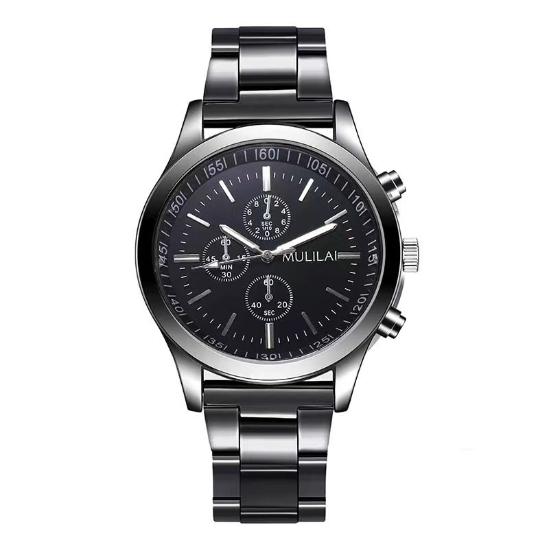 Orologi da uomo Orologio da uomo con cinturino in acciaio, nuovo, con tre occhi, casual, da lavoro, con due pezzi, set di bracciali, orologio da uomo, regalo, orologio al quarzo_voghion.com