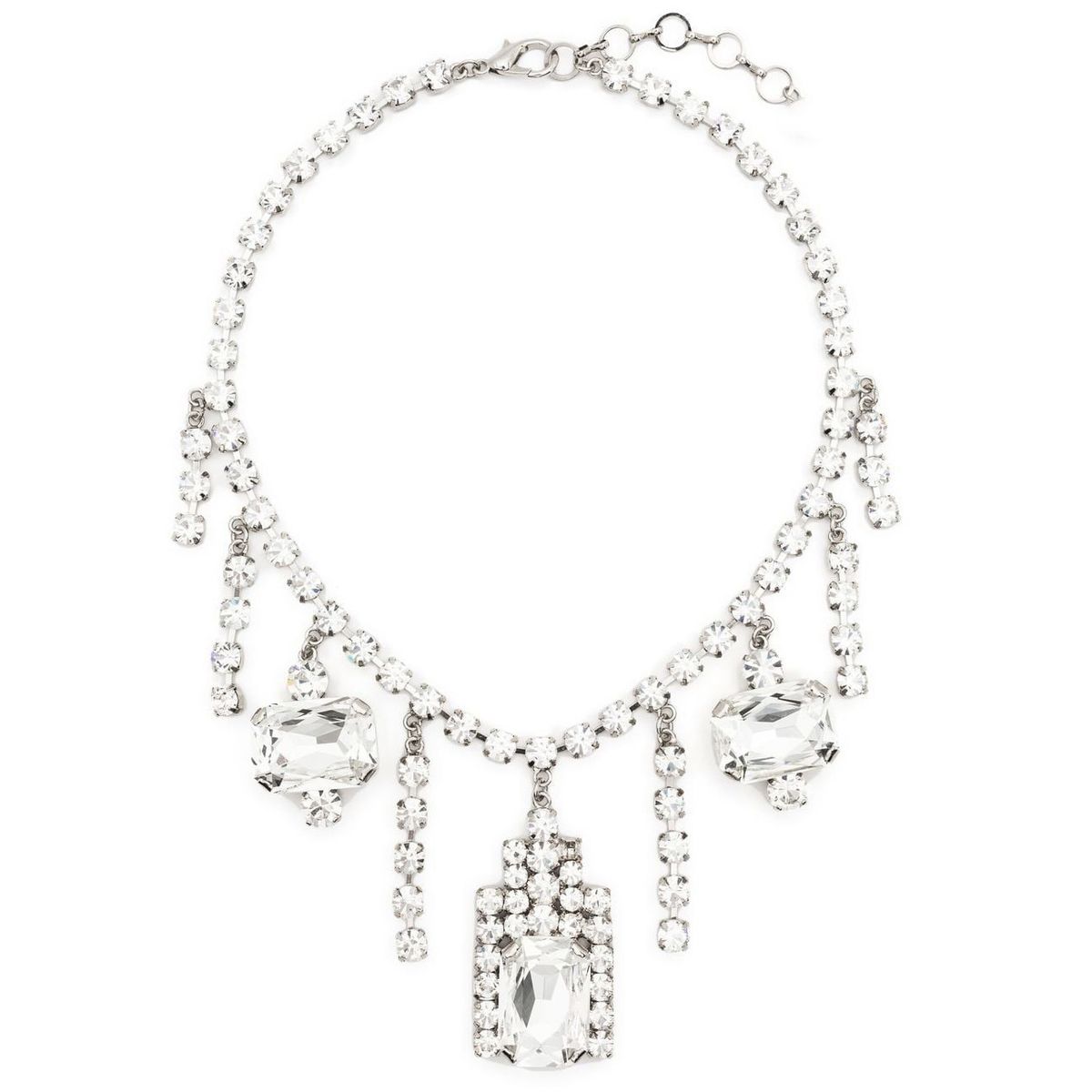 Personalisierte glänzende Volldiamant-Quaste quadratische Strass-Halskette, trendige Accessoire-Halsketten_voghion.com