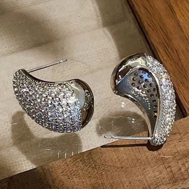 Boucles d'oreilles en forme de goutte d'eau, légères, luxueuses, pour femme, tempérament, mode, incrustées de zirconium_voghion.com