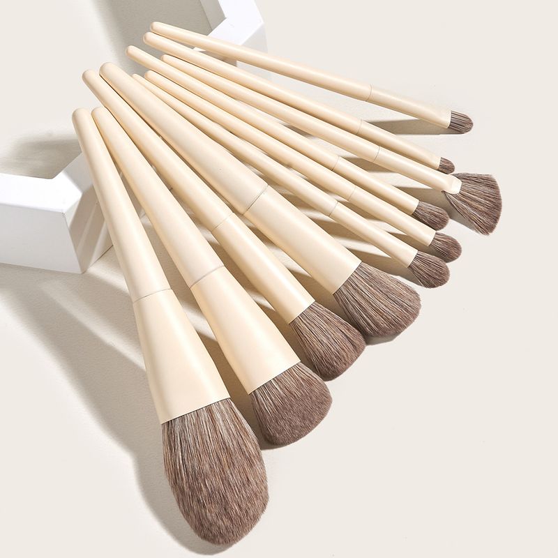 Set of 10 makeup brushes, yellow, eye shadow brush, powder brush, small fan brush, beauty tools GUJHUI_voghion.com