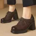 Retro Style Chunky Heel Women's Height Increasing Square Toe Fashion Pumps 3e9e_voghion.com