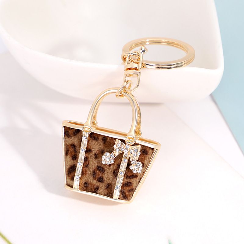Creative Leopard Print Small Bag Shape Keychain Exquisite Car Pendant Small Gift Spot_voghion.com