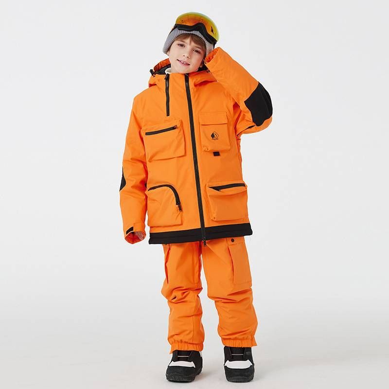 Children's boys and girls winter outdoor waterproof warm thickened snowboard double board children's ski suit_voghion.com