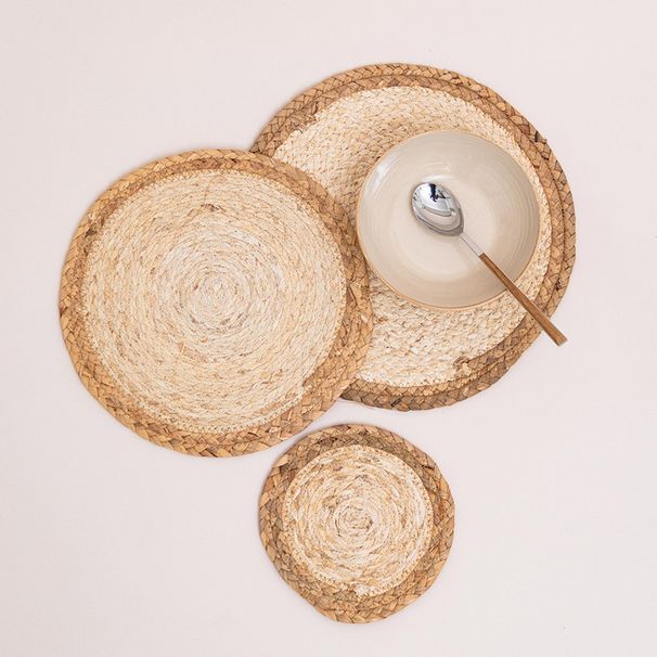 Sottobicchieri in giacinto d'acqua - Tovagliette all'americana intrecciate a mano e resistenti al calore per sala da pranzo e casa (set di 4 tovagliette all'americana in fibra naturale)_voghion.com