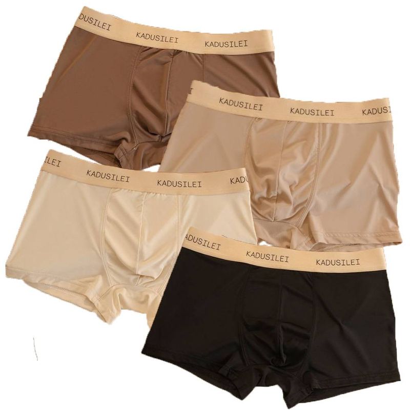 4 piezas de calzoncillos tipo bóxer de algodón sin costuras de talla grande para hombre, calzoncillos tipo bóxer de verano de sección fina, tallas L-3XL_voghion.com