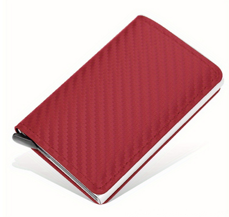 New Men Credit Card Holder RFID Blocking Microfiber Leather Magnetic Closure Pop Up Card Wallet With ID Window And Coin Pocket_voghion.com