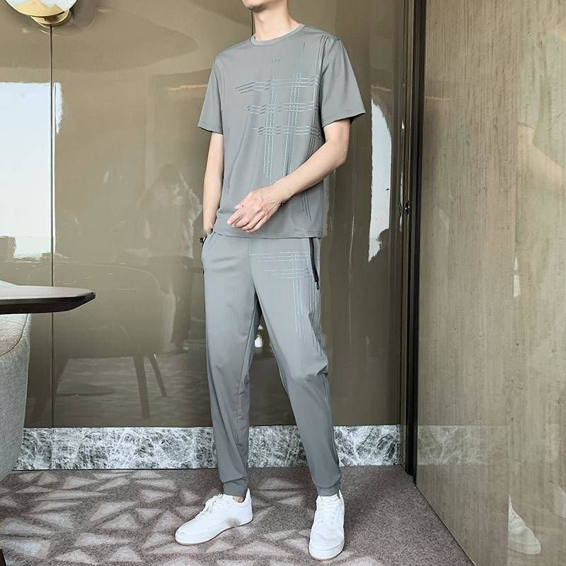 The New Summer Casual Sportswear Set For Men Is A Loose, Large-sized Ice Silk Thin Suit That Is Cool, Quick-drying And Breathable. It's A Trendy Set_voghion.com