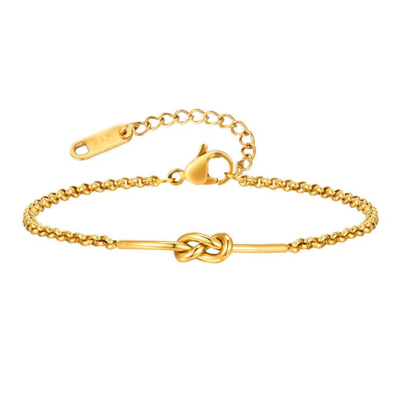 Women's Jewelry Elegant Stainless Steel Pearl Knot Bracelet French Vintage Style Adjustable Chain For Daily Wear_voghion.com