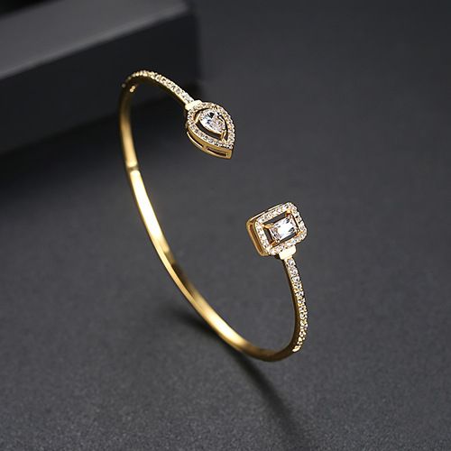 Offener Armreif für Damenschmuck mit Zirkonia, geometrisches Design, elegant und minimalistisch für Partygeschenke, Temperament, einfaches Bankett-Handschmuckgeschenk_voghion.com