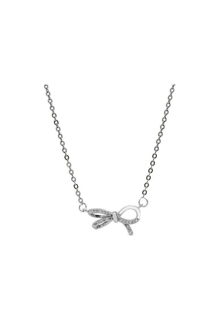 LDR1356 S925 Silver Bow-tie Necklace_voghion.com