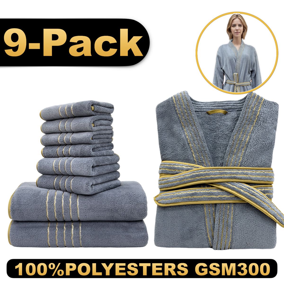 Coral Fleece Towel Bath Towel Square Towel Bathrobe Nine Piece Set Hotel Home Water Absorbent Soft And Easy To Dry_voghion.com