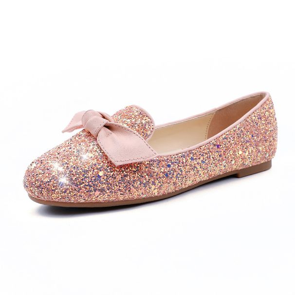 Mutter & Kinder Mädchen weichen sohlen leder schuhe 2024 Koreanische sommer pailletten kleid prinzessin schuhe bowknot flachen sohlen kinder der loafers großhandel_voghion.com