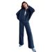 Women's Clothing Autumn and winter new solid color zipper cardigan sweatshirt women's fashion casual straight pants suit_voghion.com