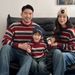 Retro Striped Knitwear Family Sets – 90s Hong Kong Style Matching Sweaters & Denim Pants (S-3XL, Acrylic-Blend, Fall/Winter Photoshoot Outfits)_voghion.com