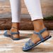 Summer Women's Wide Width Flat Sandals - Denim Casual Beach Slides (Comfortable Lightweight Breathable)_voghion.com