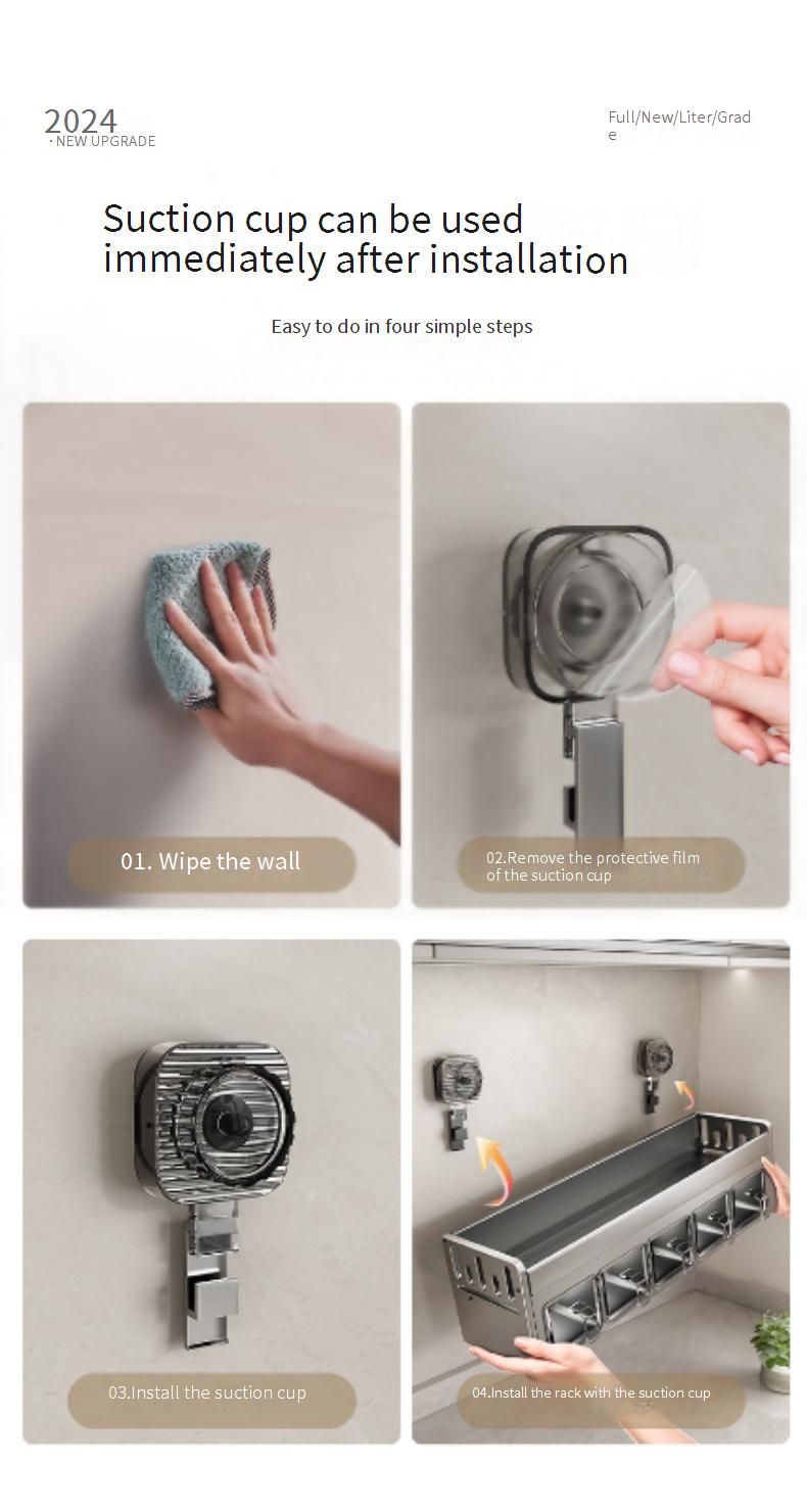 Space-Saving Wall-Mounted Spice Rack With Strong Suction Cups, Multi-Layer Kitchen Organizer For Salt, Oil, Soy Sauce Bottles_voghion.com