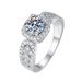 New lace square bag, stone ring, women's silver gold-plated, non fading high-end proposal engagement Mosang diamond ring_voghion.com