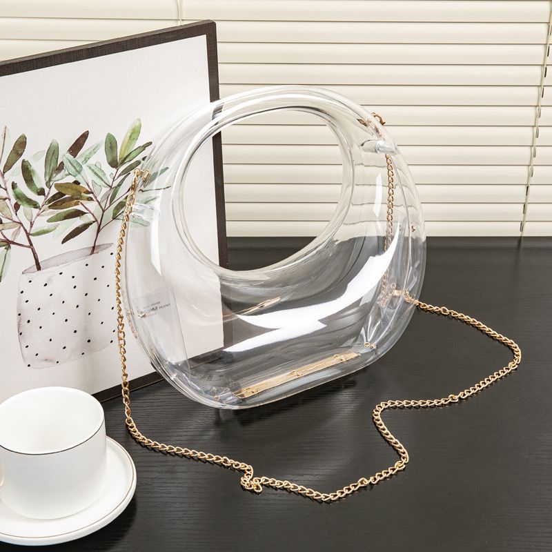 2024 Spring and Summer Crescent Bag Gold and Silver Evening Bag Handbag Makeup Acrylic Bag_voghion.com
