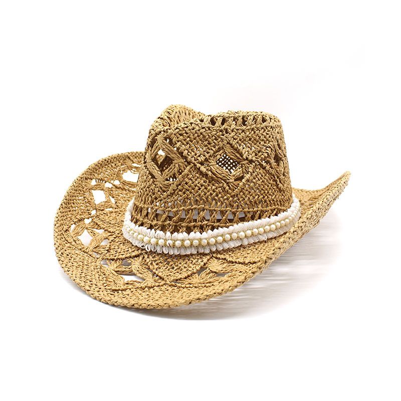 Pălării pentru femei, noutate, pălărie de paie pentru bărbați, cowboy, elegantă, jazz, gentleman, cowgirl, plajă, vară, panama, designer, perlă la modă_voghion.com