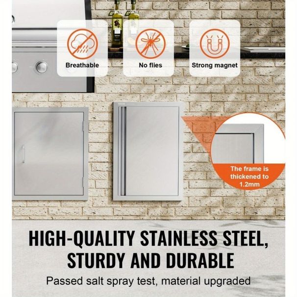 Cucina verticale in acciaio per esterni a montaggio singolo, 24 ore, con porta di accesso a parete, porta per barbecue, porta a filo, porta in acciaio inossidabile da 17 W_voghion.com