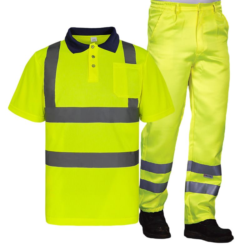 Herrenbekleidung Sommeranzug Atmungsaktives reflektierendes T-Shirt Lager Hafentechnik Bau Polyester Baumwolle reflektierender Overall_voghion.com