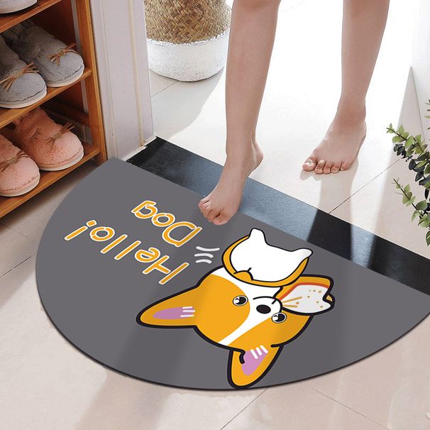 Tapis de sol semi-circulaire pour entrée, chambre, salle de bain, porte, absorbant et antidérapant, tapis de porte d'entrée, tapis en éventail_voghion.com