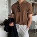 Sommer Herrenbekleidung Retro Gestricktes Revers Gestreiftes Poloshirt Einfarbig Kurzarm Mode Leicht Luxus Beliebt_voghion.com