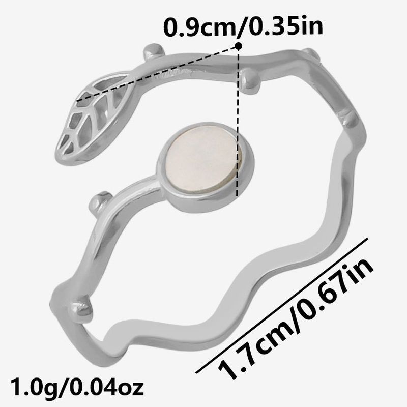 Anello in acciaio inossidabile con foglia aperta in stile francese per donna, con conchiglia naturale._voghion.com