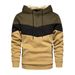 Men's Color-Block Hoodie | Oversized Fleece-Lined Pullover With Side Pockets | Streetwear Essential (White, Khaki, Yellow, Orange, Red)_voghion.com