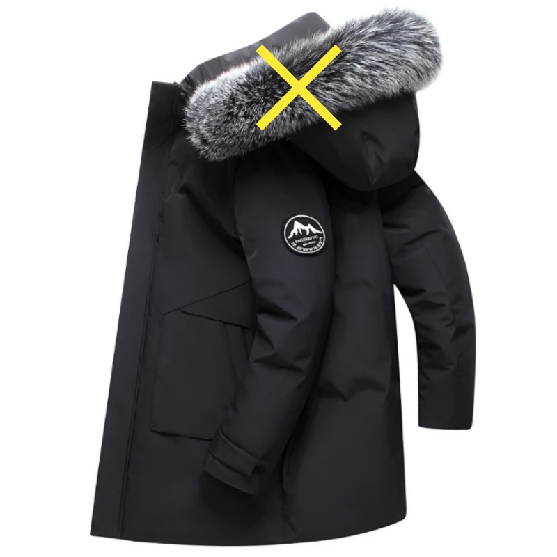 Piumino da uomo di media lunghezza 2022 nuovo collo di pelliccia grande con cappuccio alla moda giacca invernale da uomo ispessita da uomo alla moda_voghion.com