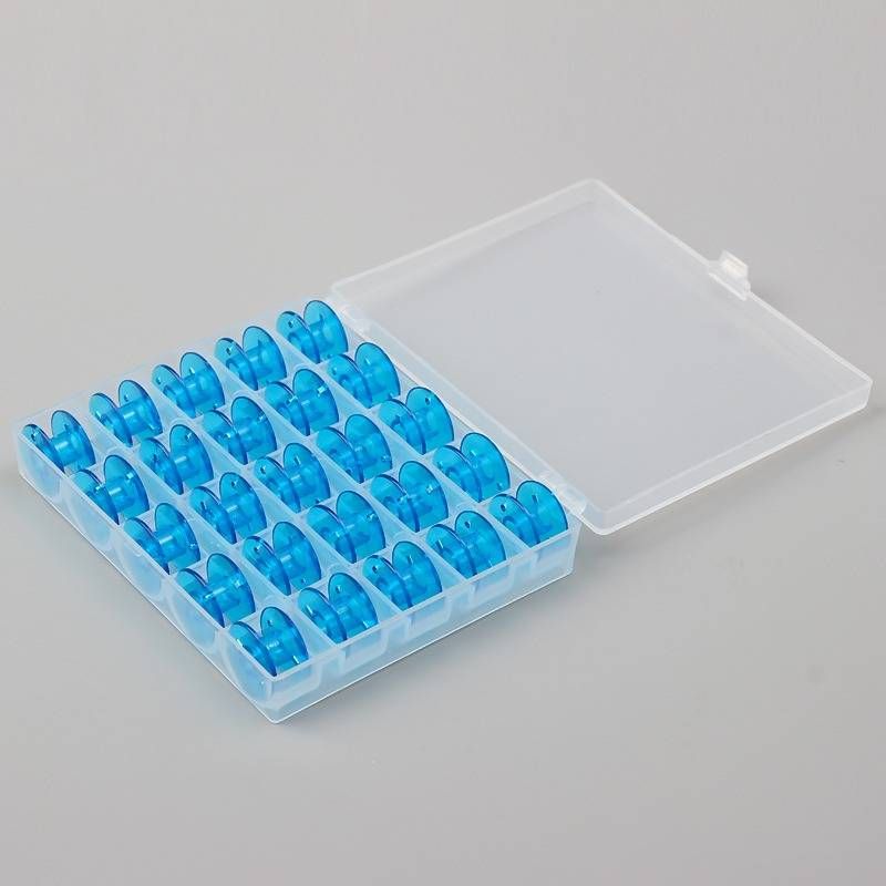 Home sewing machine bobbins 25 blue plastic bobbins in a box_voghion.com