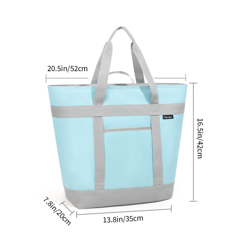 Insulated Tote Bag For Groceries Large Thermal Shopping Bag With Pizza Compartment Leakproof Picnic Cooler Market Tote Foldable Reusable Freezer Bag_voghion.com