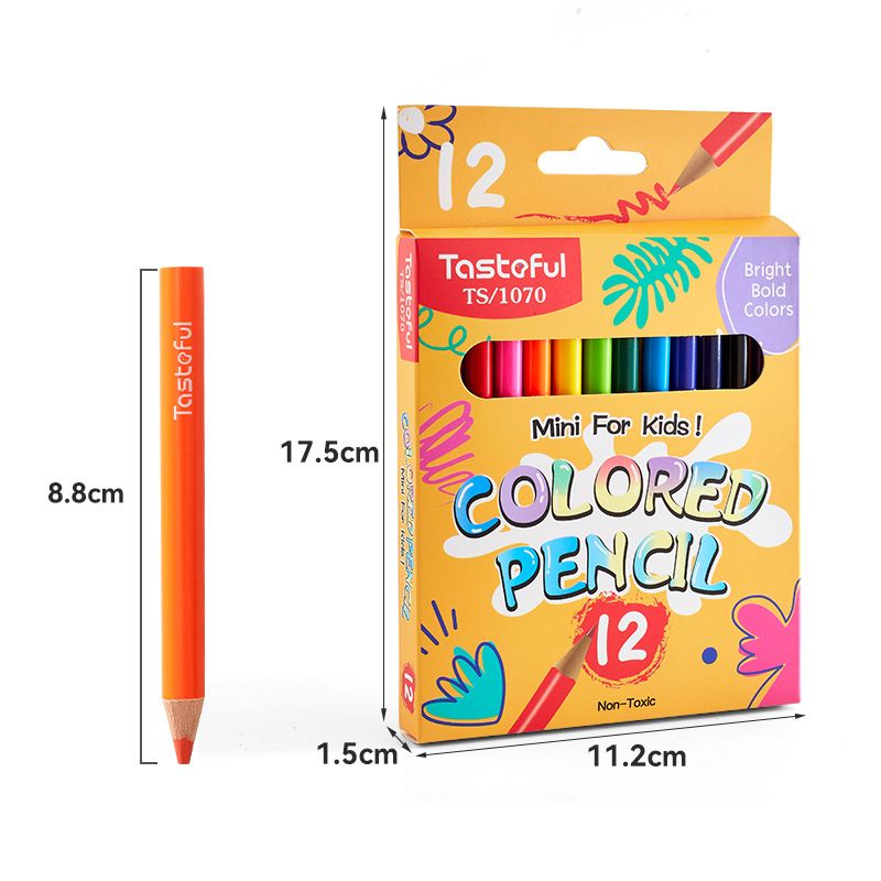Professional 12-Color Short Colored Pencils For Kids – 4B Soft Core, Wooden Barrel, Ideal For Sketching & Doodling_voghion.com