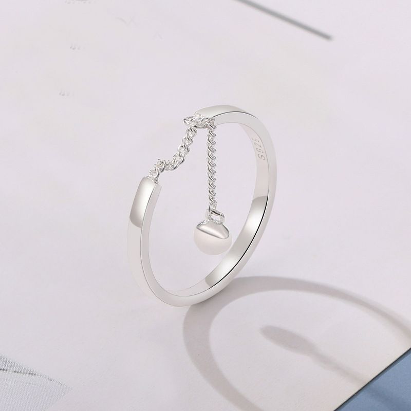 VENUS 100% Sterling Sier Ring voor Vrouwen Meisje Rose Gold Bean met Ketting Open Wijsvinger Ringen Groothandel s_voghion.com